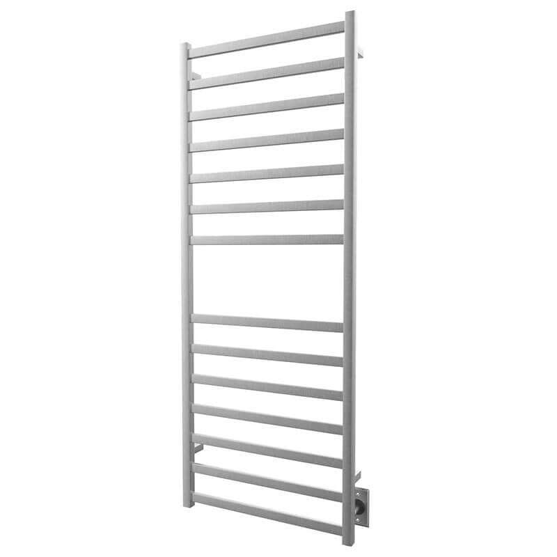 Square 24 X 60 Towel Warmer Brushed Nickel Hardwired Corner View