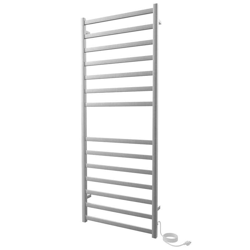 Square 24 X 60 Towel Warmer Brushed Nickel Plug-in Corner View