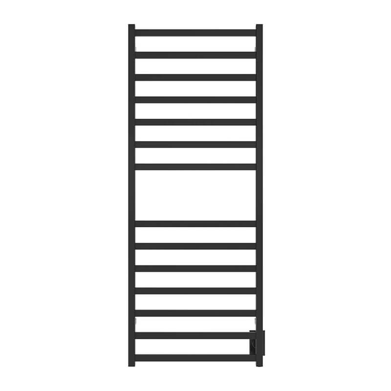 Square 24 X 60 Towel Warmer Matte Black Hardwired Front View