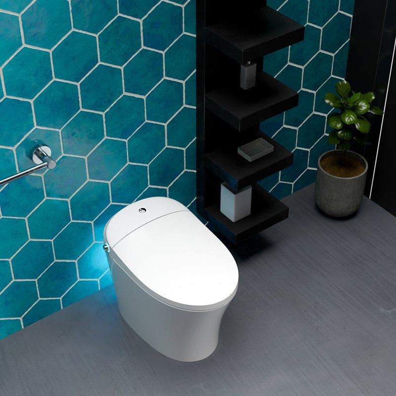 swan s pro smart bidet toilet top view lifestyle blue restroom