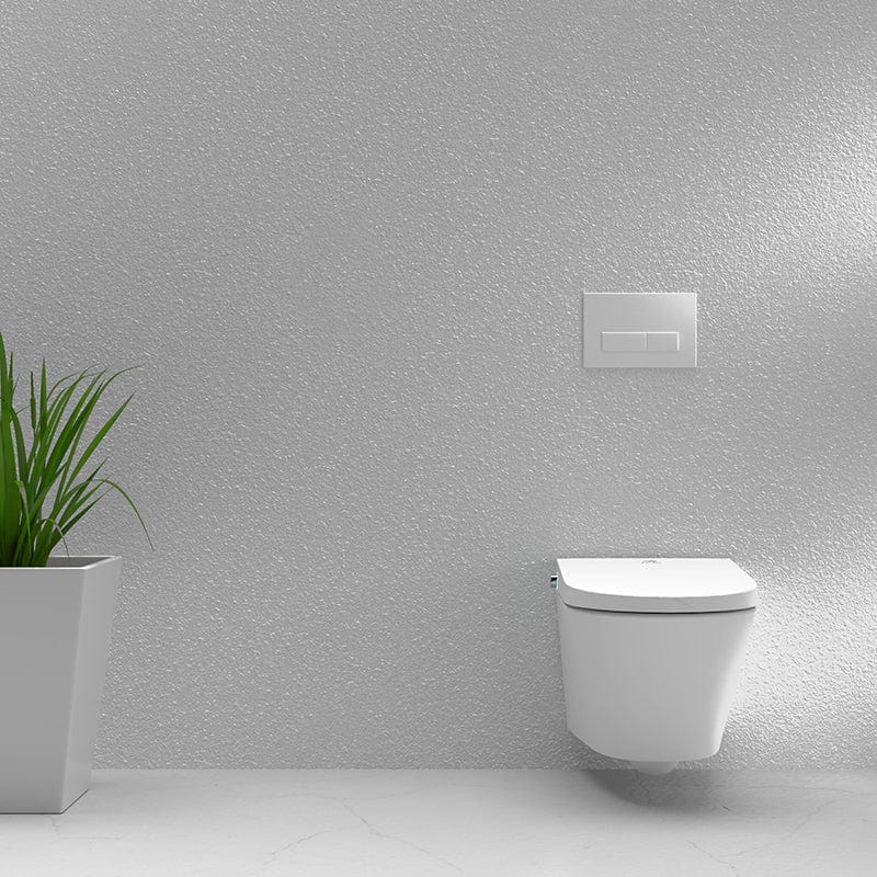 swan wall hung bidet toilet front view lifestyle with white square controls