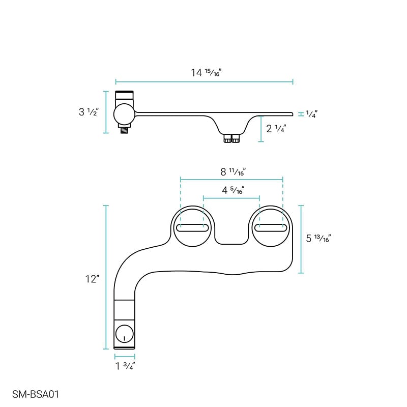 swiss madison aqua non electric bidet toilet attachment dimensions