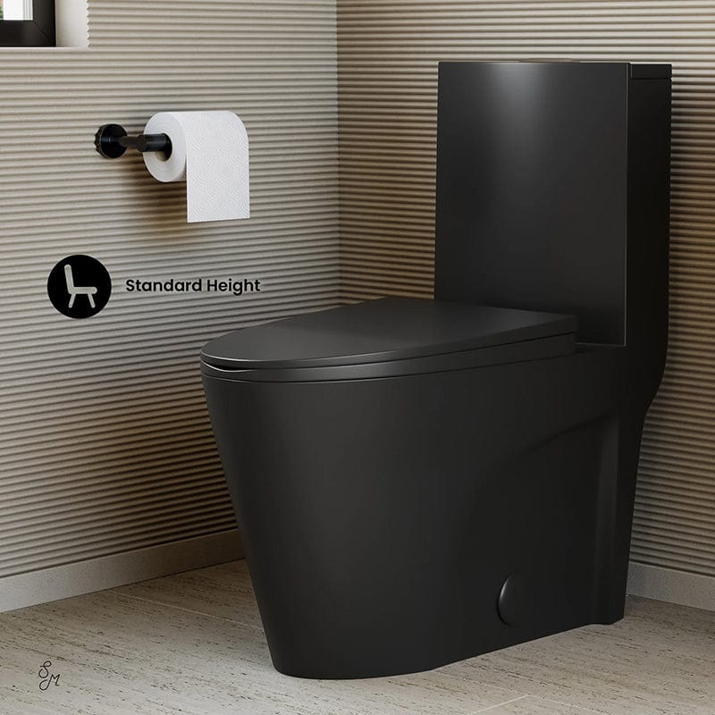 Swiss Madison St. Tropez One-Piece Elongated Toilet Vortex™ Dual-Flush 1.1/1.6 gpf in Matte Black