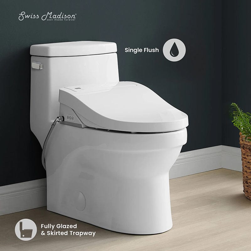 swiss madison virage one piece toilet with vivante bidet seat single flush