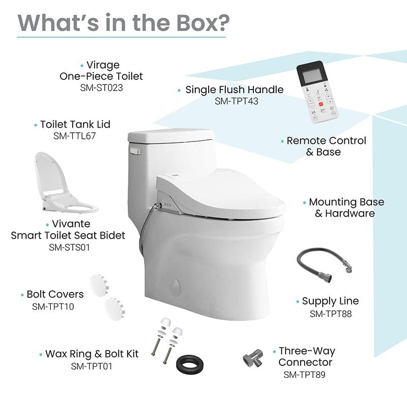 swiss madison virage one piece toilet with vivante bidet seat whats included