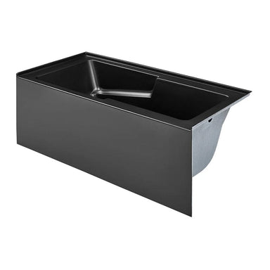 swiss madison voltaire alcove bathtub with apron in matte black corner view