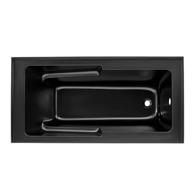 swiss madison voltaire alcove bathtub with apron in matte black top view