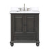 Thompson 30 Inch Single Vanity Charcoal Glaze in Cala White Engineered Stone Front View
