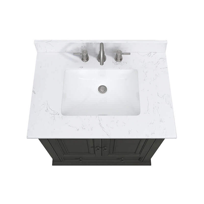 Thompson 30 Inch Single Vanity Charcoal Glaze in Cala White Engineered Stone
