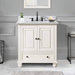 Thompson 30 Single Vanity French White in Carrara White Marble Front View
