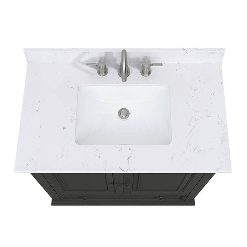 Thompson 36 Inch Single Vanity Charcoal Glaze in Cala White Engineered Stone