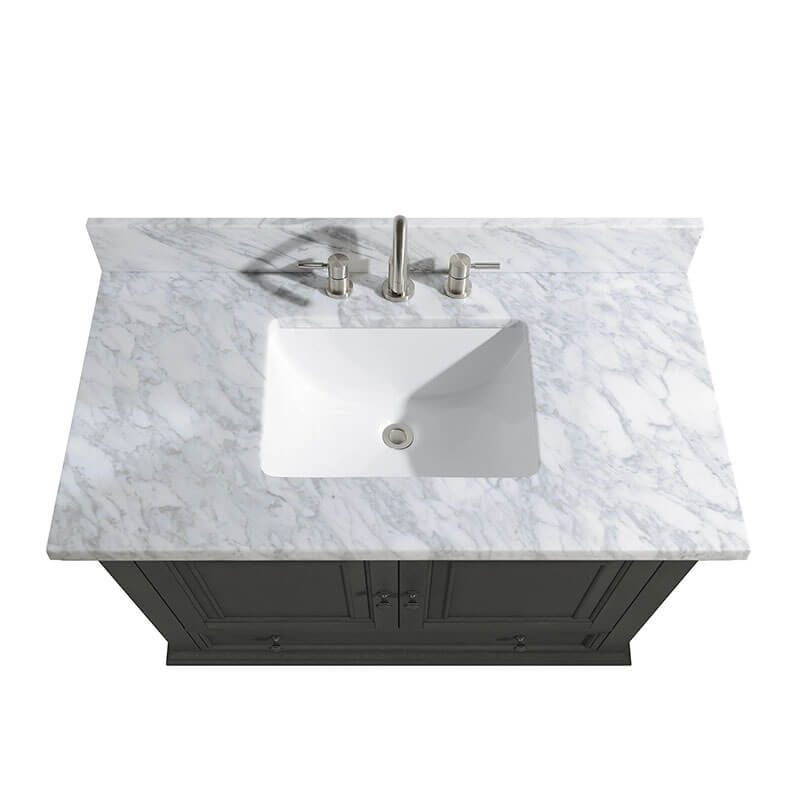 Thompson 36 Inch Single Vanity Charcoal Glaze in Carrara White Marble