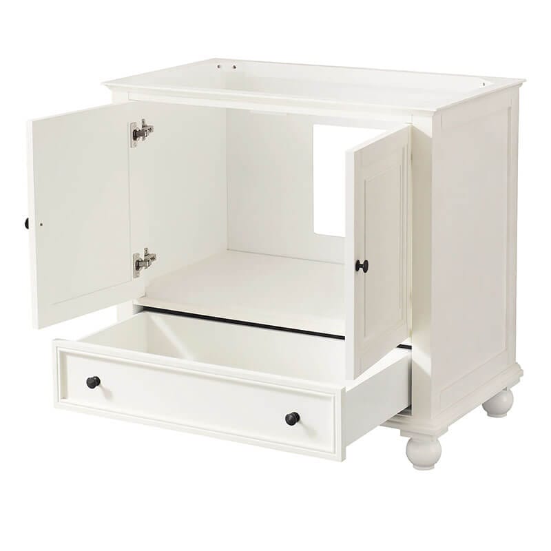 Thompson 36 Inch Single Vanity French White Cabinet Only Open