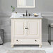 Thompson 36 Inch Single Vanity French White in Carrara White Marble Front View