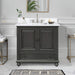 Thompson 36  Single Vanity Charcoal Glaze in Cala White Engineered Stone Front View