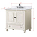Thompson 36  Single Vanity French White in Cala White Engineered Stone Dimension