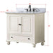 Thompson 36  Single Vanity French White in Carrara White Marble Dimension