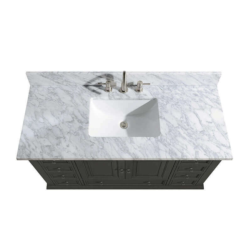 Thompson 48 Inch Single Vanity Charcoal Glaze in Carrara White Marble