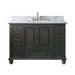 Thompson 48 Single Vanity Charcoal Glaze in Carrara White Marble Front View