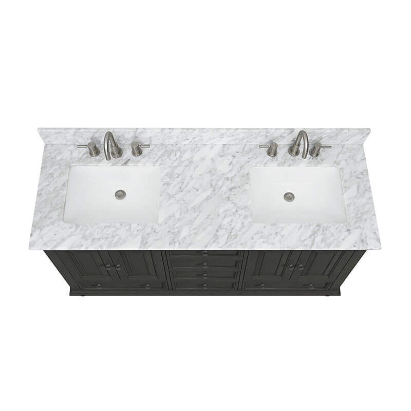 Thompson 60 Double Vanity Charcoal Glaze in Carrara White Marble