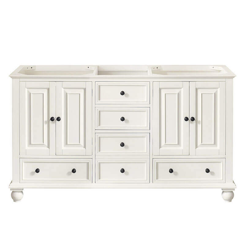 Thompson 60 Double Vanity French White Cabinet Only