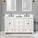 Thompson 60 Double Vanity French White in Cala White Engineered Stone Front View