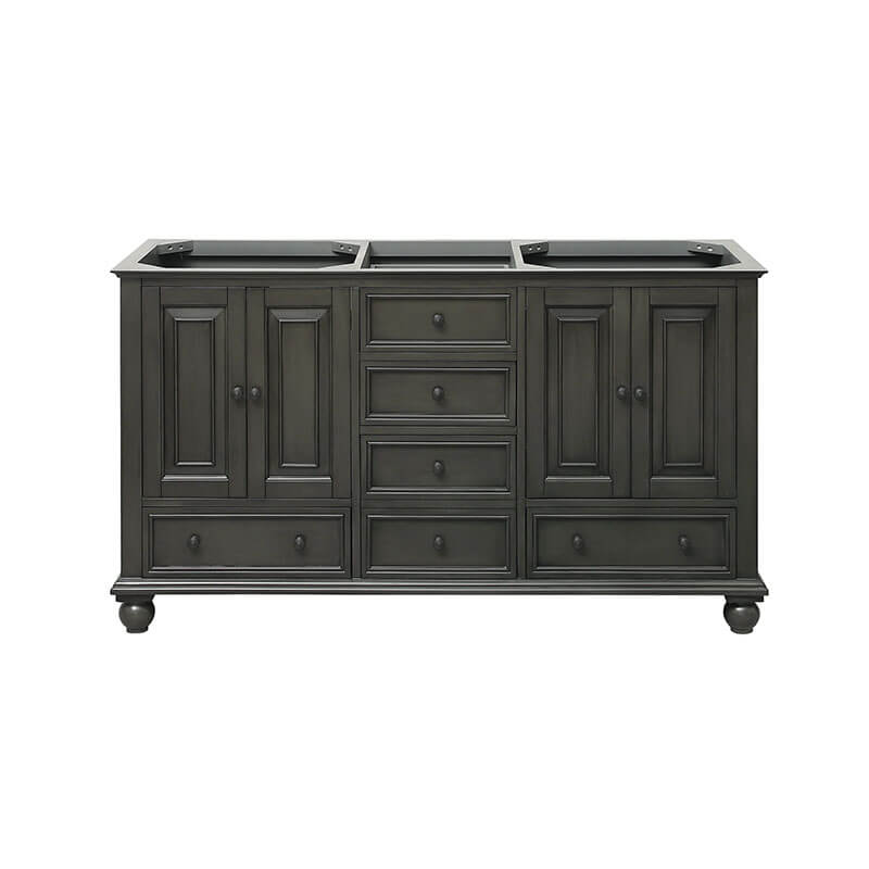 Thompson 60 Inch Double Vanity Charcoal Glaze Cabinet Only Front View