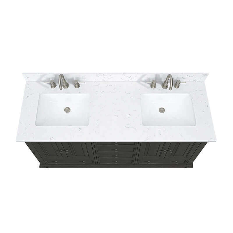 Thompson 60 Inch Double Vanity Charcoal Glaze in Cala White Engineered Stone