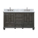 Thompson 60 Inch Double Vanity Charcoal Glaze in Carrara White Marble Front View