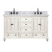 Thompson 60 Inch Double Vanity French White in Carrara White Marble Front View