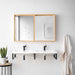 Three Boston 18" Wall Brackets in Matte Black With 47" White Glossy Composite Stone Top Front View