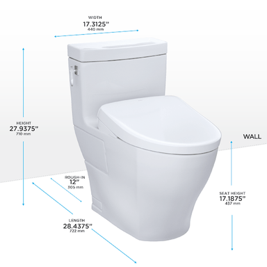 TOTO Aimes Washlet + S7A One-Piece 1.28 GPF Dimensions