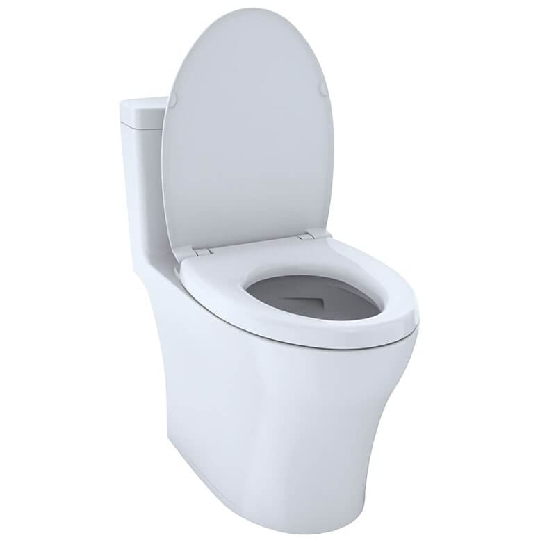 toto aquia iv one piece toilet 1.28 gpf 0.9 gpf side view corner view open lid