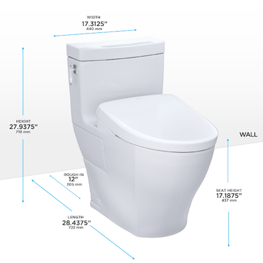 TOTO Bidet Toilet Combo TOTO Aimes Washlet + S7 One-Piece 1.28 GPF