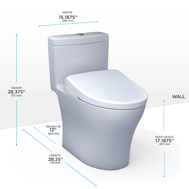 TOTO Bidet Toilet Combo TOTO Aquia IV Washlet+ S7A One-Piece 1.28 and 0.9 GPF