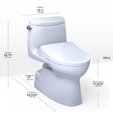 TOTO Bidet Toilet Combo TOTO Carlyle II Washlet + S7 One-Piece 1.28 GPF