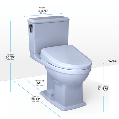 TOTO Bidet Toilet Combo TOTO Connelly Washlet + S7A Two-Piece 1.28 & .09 GPF