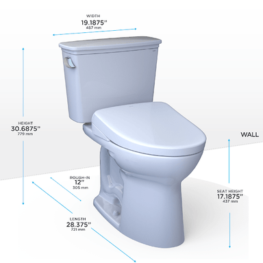 TOTO Bidet Toilet Combo TOTO Drake Transitional Washlet + S7 Two-Piece 1.28 GPF