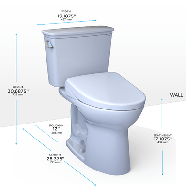 TOTO Bidet Toilet Combo TOTO Drake Transitional Washlet + S7A Two-Piece 1.28 GPF