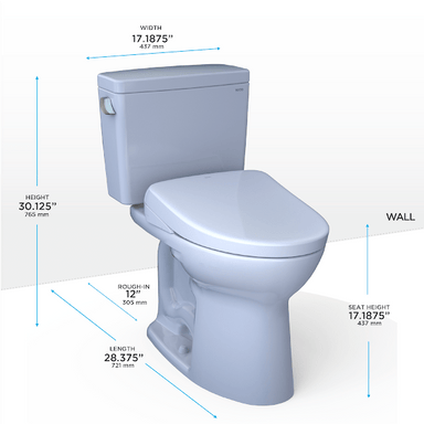 TOTO Bidet Toilet Combo TOTO Drake Washlet+ S7 Two-Piece 1.28 GPF - Universal Height