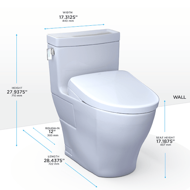 TOTO Bidet Toilet Combo TOTO Legato Washlet + S7 One-Piece 1.28 GPF