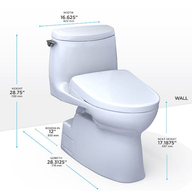 toto carlyle II washlet s7 one piece dimensions