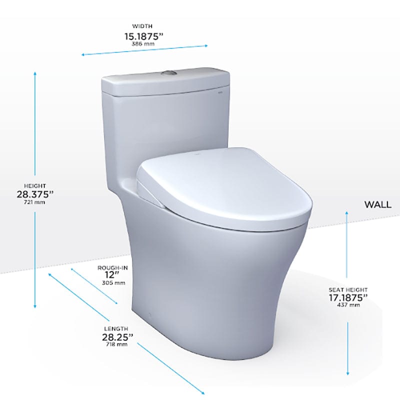 TOTO TOTO Washlet+ Combo TOTO Aquia IV Washlet+ S7A One-Piece 1.28 and 0.9 GPF