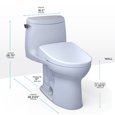 toto ultramax ii 1g washlet s7a one piece 1.0 gpf dimensions