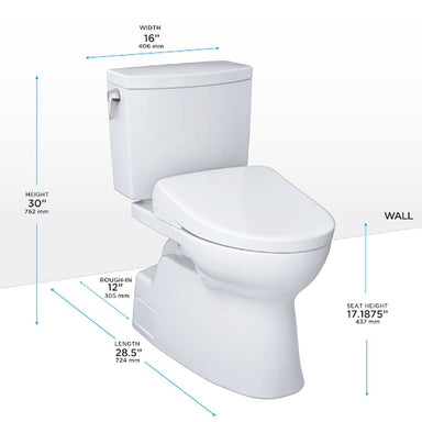 toto vespin ii 1g washlet s7 two piece 1.0 gpf dimensions