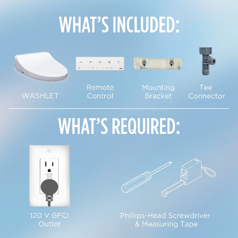 TOTO® WASHLET® KS5 Bidet Toilet Seat Requirements