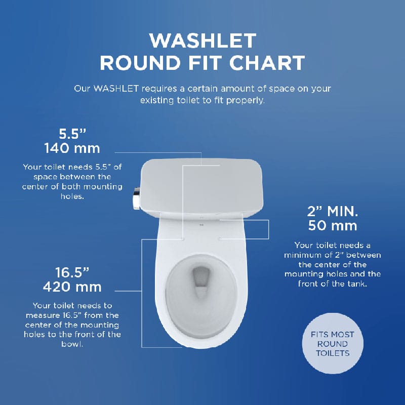 TOTO® WASHLET® KS5 Bidet Toilet Seat Round Fit Chart