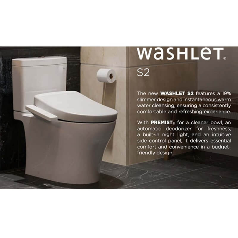 Toto Washlet S2 on Toilet in Bathroom With Features