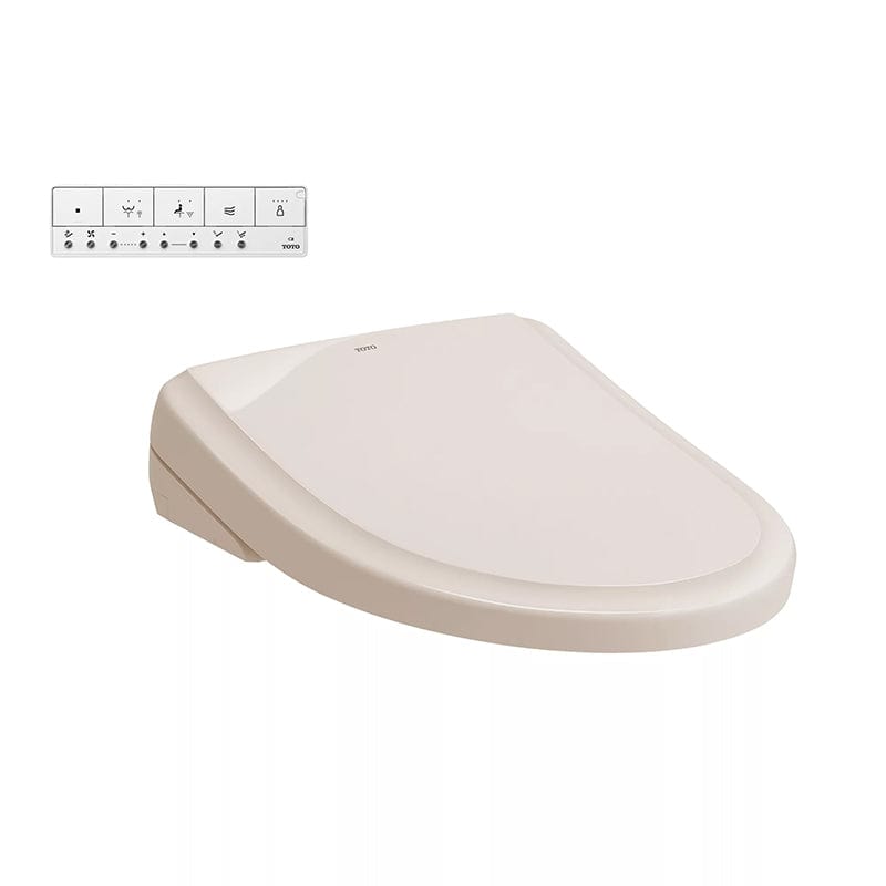 toto washlet s7a bidet toilet seat classic sedona beige corner view with remote