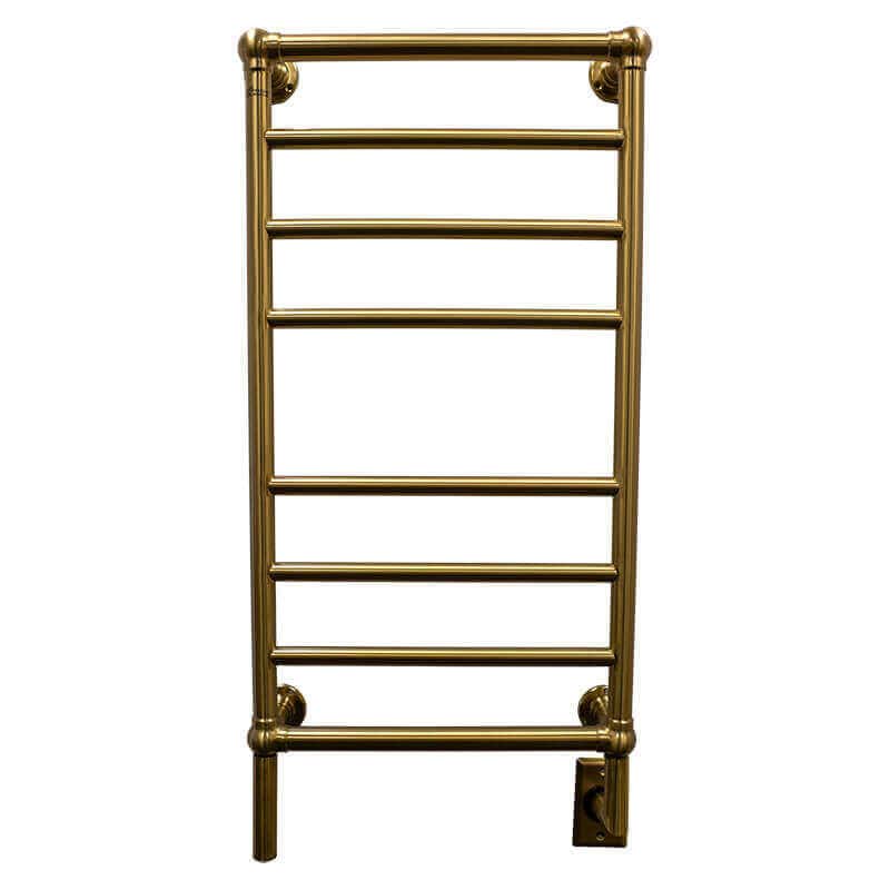 Traditional Model T-2040 8 Bar Hardwired Towel Warmer Brushed Modern Brass Corner View